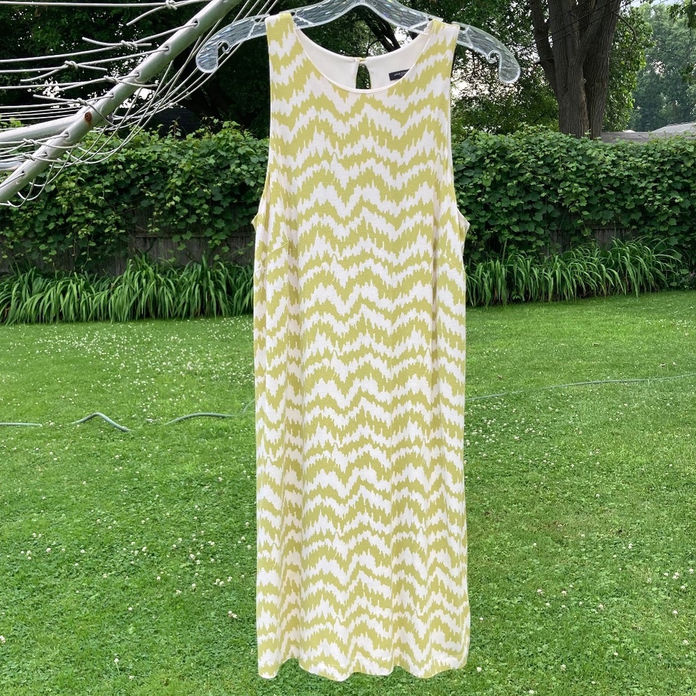 Green & Cream ANN TAYLOR Sleeveless Tank Dress XS
